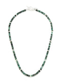 Emerald Beaded Necklace with Sterling Silver Accents and Toggle Closure