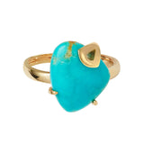 Koi Cascade Turquoise Minimalist Sterling Silver Ring With Gold Vermeil