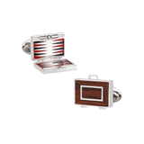 Backgammon with Wood Inlay Sterling Silver Cufflinks