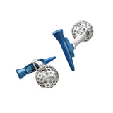 Golf Ball and Tee Sterling Silver Cufflinks