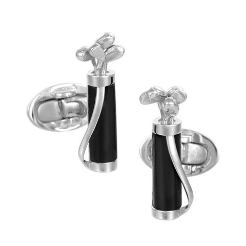 Gemstone Golf Bag And Club Sterling Silver Cufflinks 