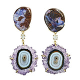 FIELDS OF PROVENCE 18K GOLD ONE OF A KIND GEMSTONE EARRINGS