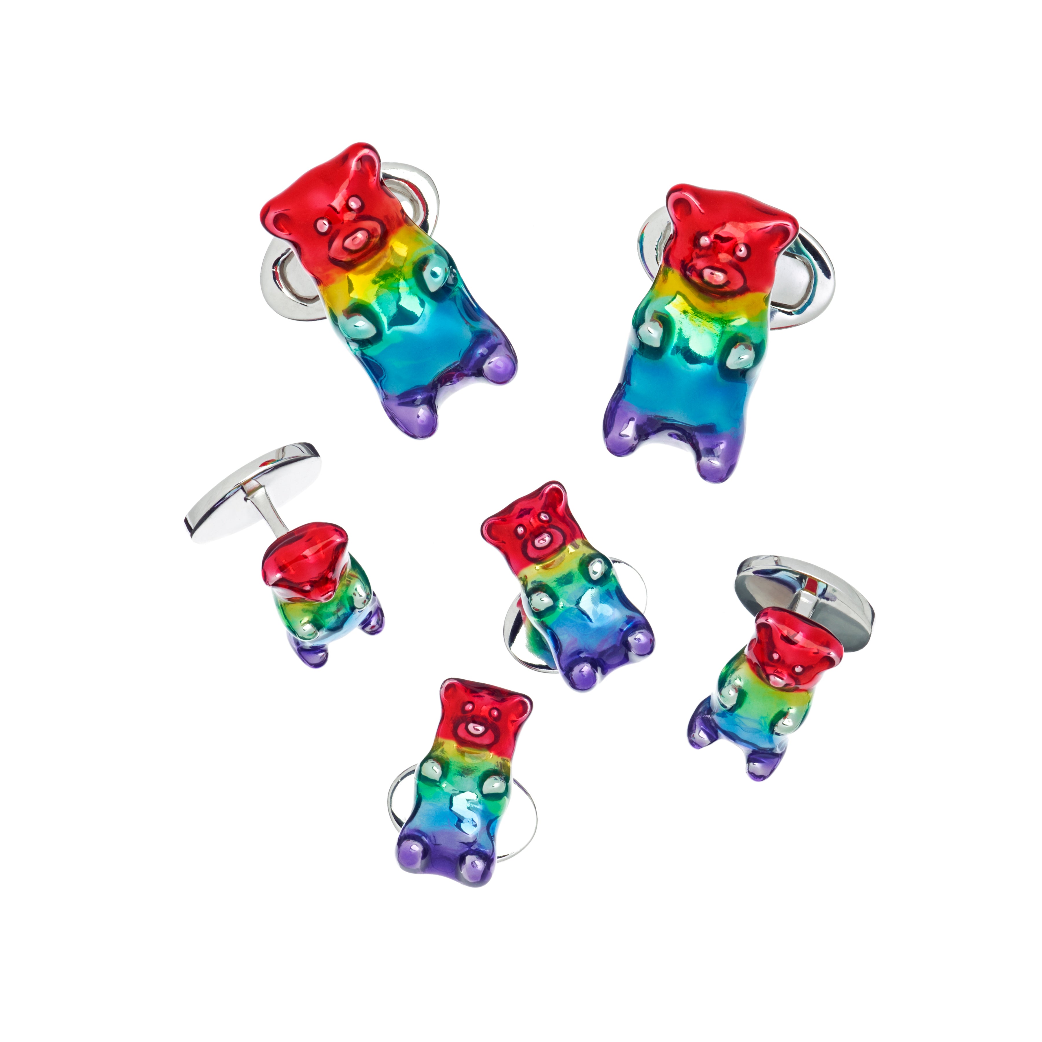 Rainbow Gummy Bear Sterling Silver Cufflinks and Tuxedo Studs