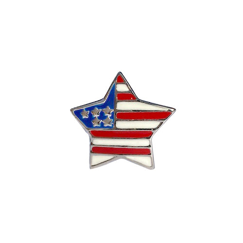 American Flag Star Sterling Silver Lapel Pin