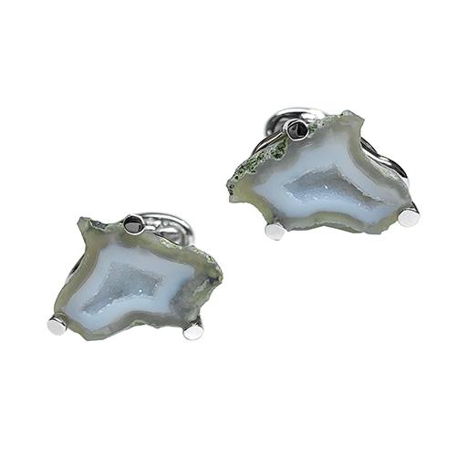 Geode Druzy Crystallized Gemstone Sterling Silver Cufflinks - Jan Leslie product image