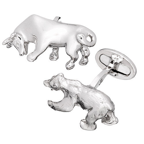 Bull & Bear Sterling Silver Cufflinks