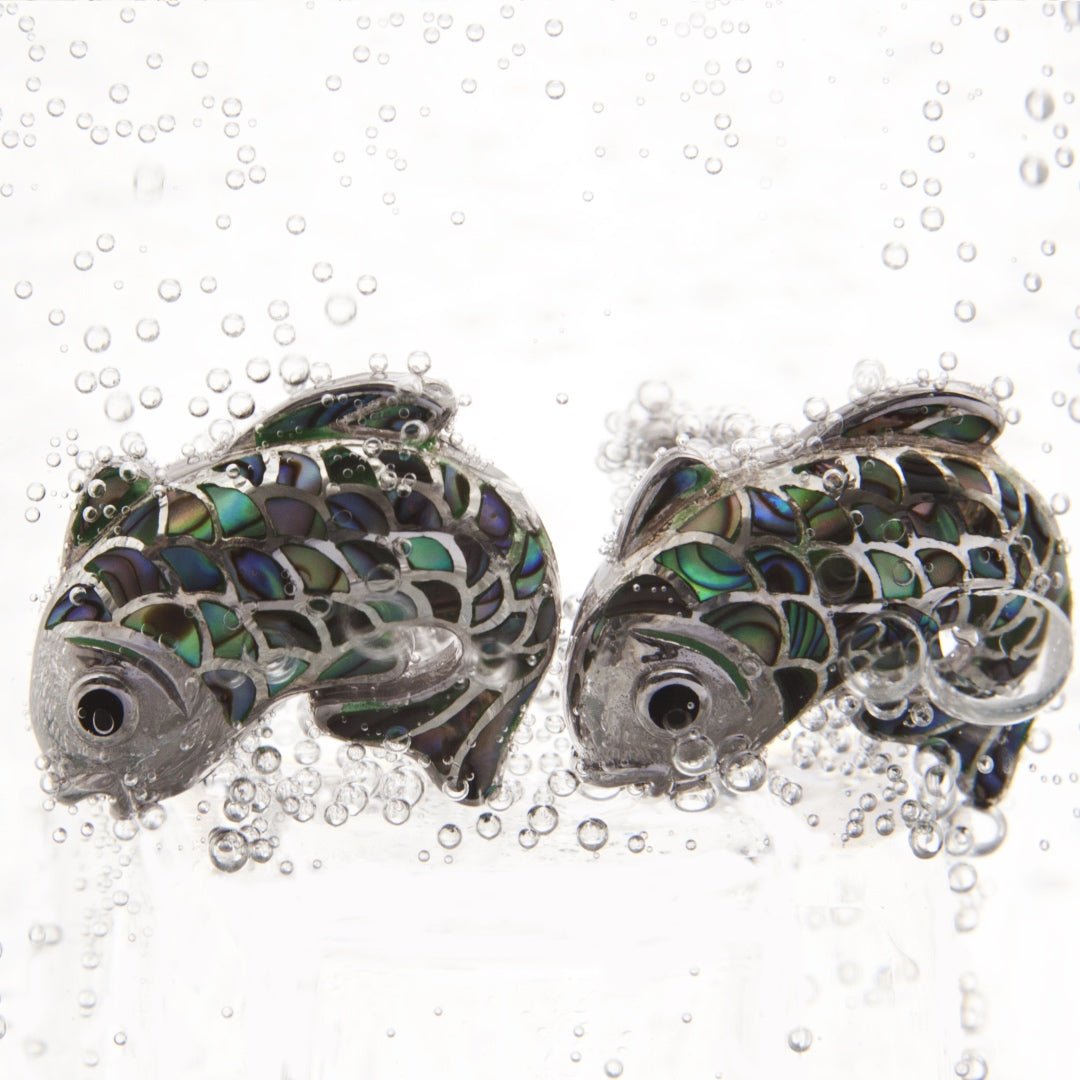 Koi Fish with Mother of Pearl & Sterling Silver Cufflinks I Jan Leslie