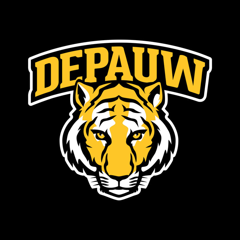 DePauw University Tigers Arch Logo Long Sleeve TShirt Black