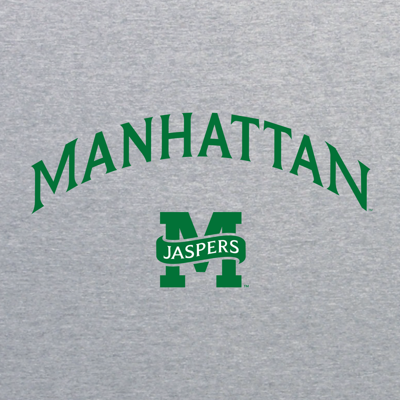 Manhattan College Jaspers Arch Logo Short Sleeve Youth T Shirt - Sport Grey