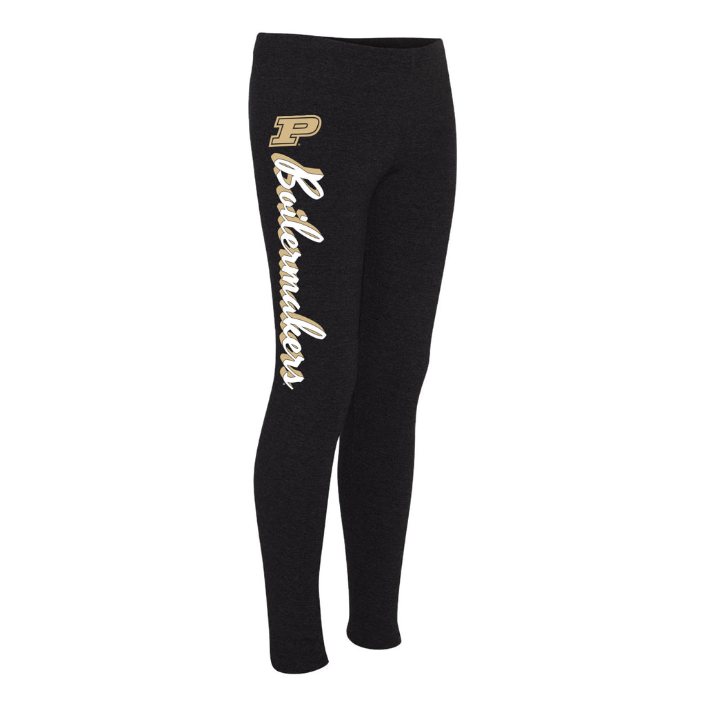 Purdue University Boilermakers Mascot Script Boxercraft Leggings - Bla