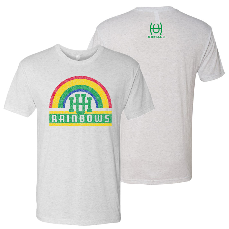 Hawaii Rainbow Warriors Vintage Rainbow Triblend T Shirt - Heather White