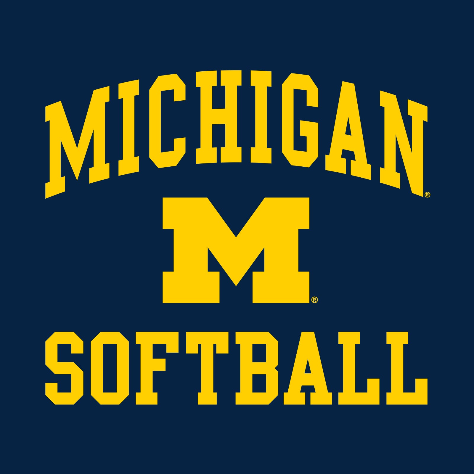 Arch Logo Softball University of Michigan Basic Cotton Short Sleeve T