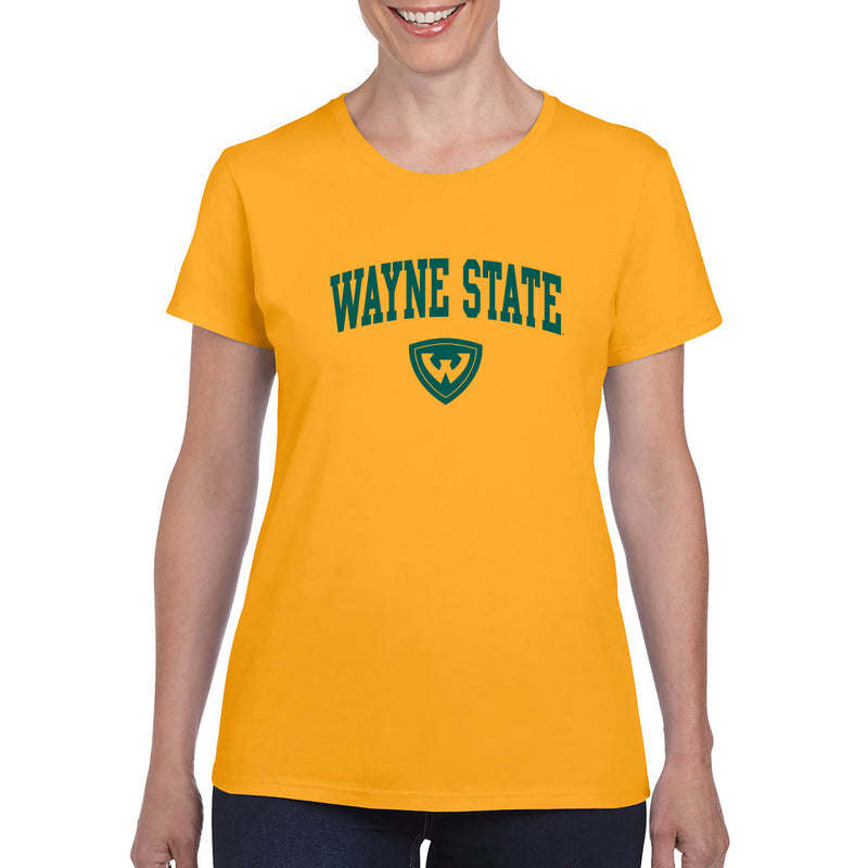 Wayne State University Warriors Arch Logo Womens Short Sleeve T Shirt