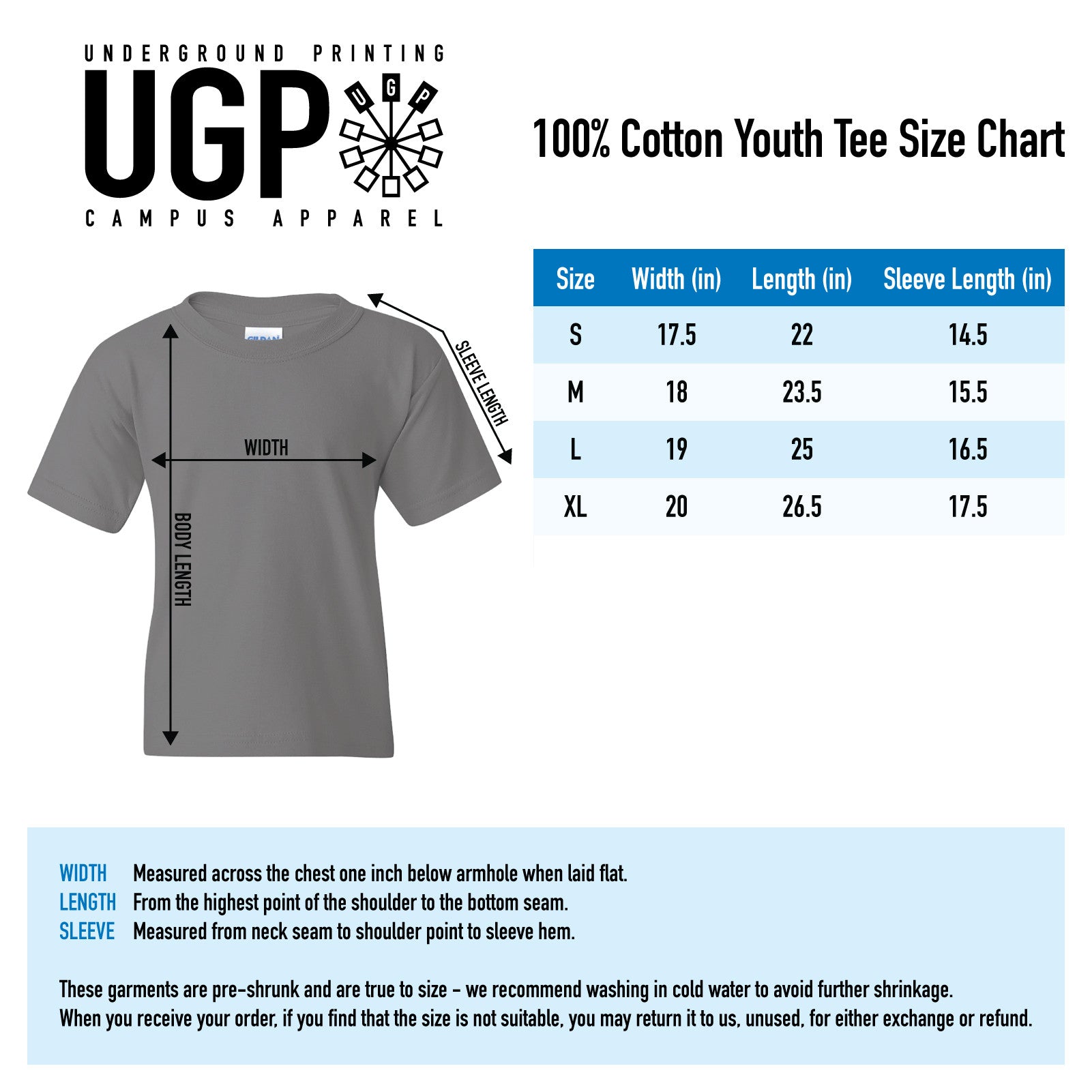 Next Level Kids Size Chart