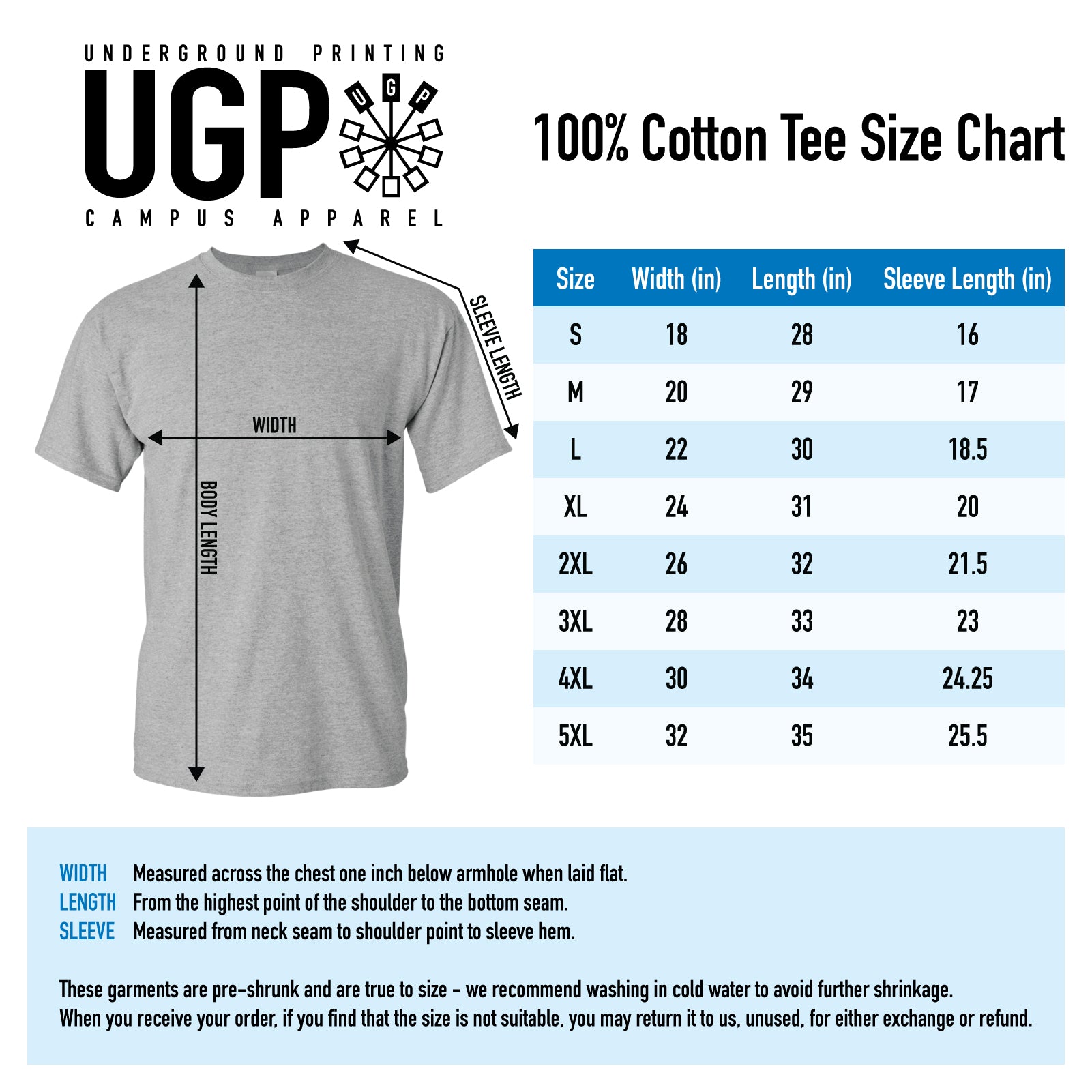 Guess Tee Size Chart
