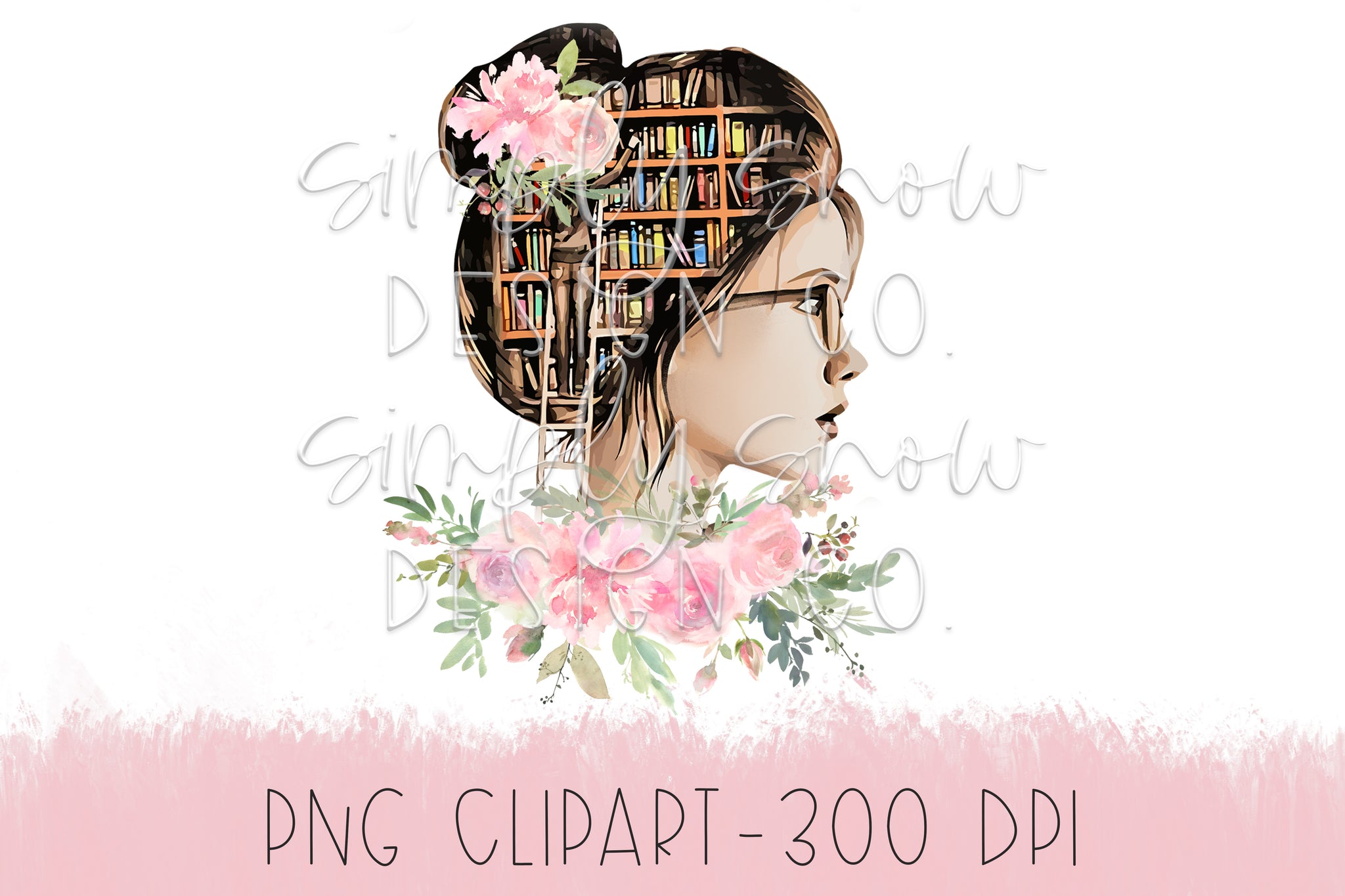 Download Book Lover Floral Bun Png Instant Download Book Lover Sublimation De Simplysnowdesigns