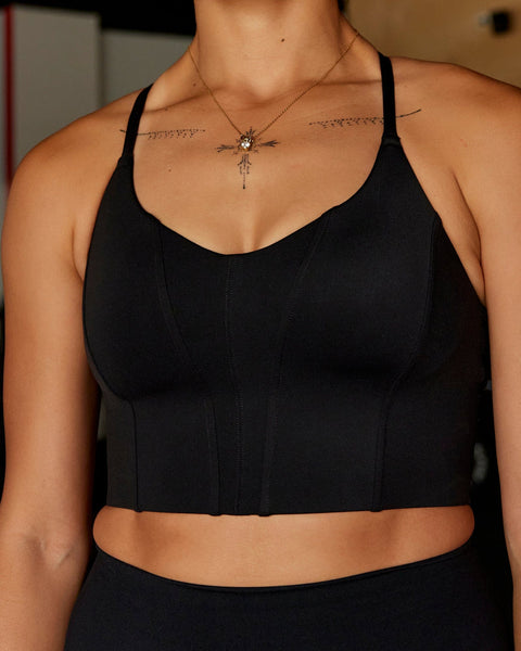 LNDR Women's Black Hybrid Low Neck Sports Bra #AV934 NWT – Walk