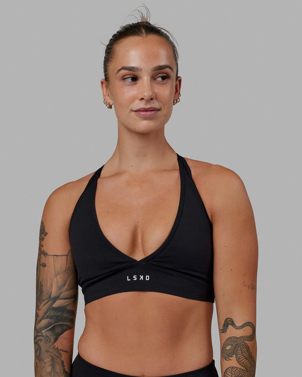 MLK Black Sports Bra Top with Leather detailing on side – Clear Cut  Marketing