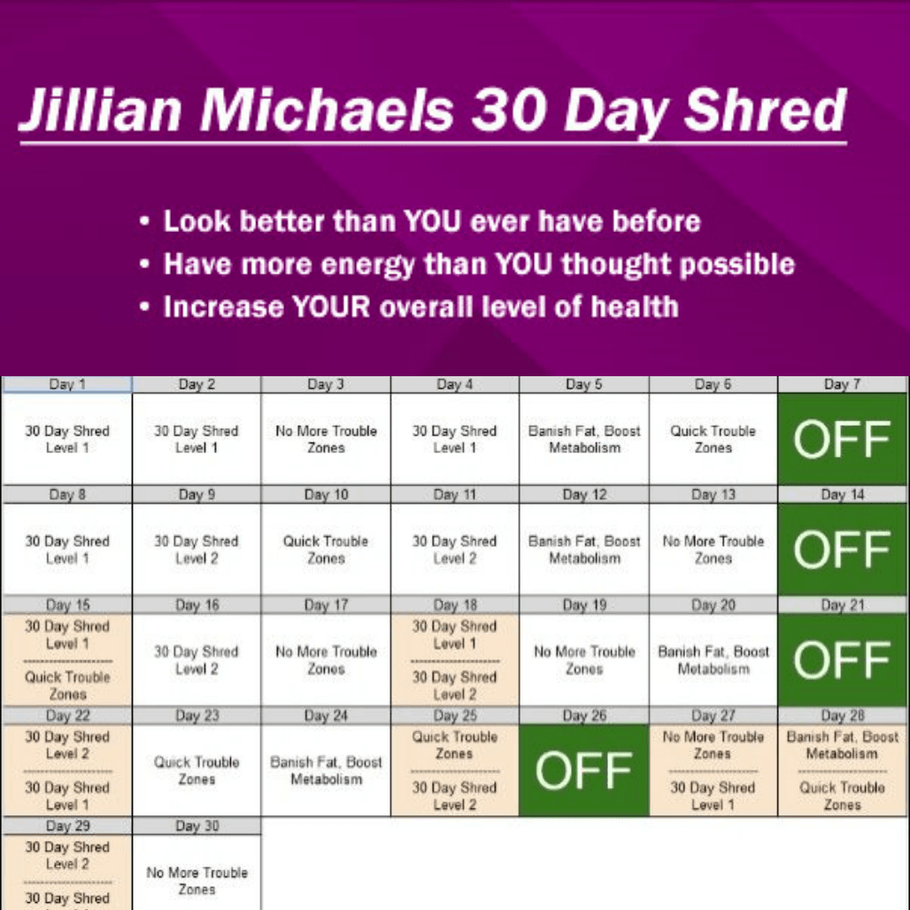 30 day shred workout plan at home