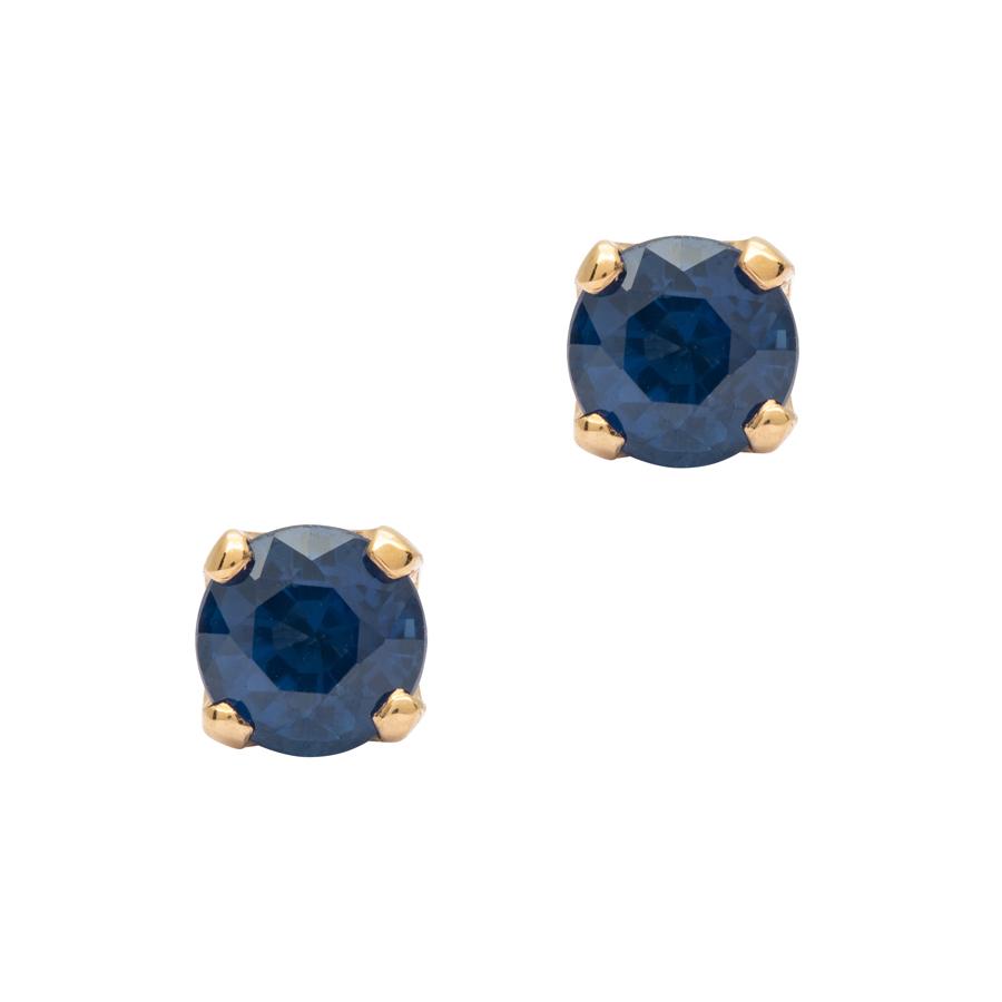 September Birthstone Blue Sapphire 14k Gold Earring Studs | Muizee