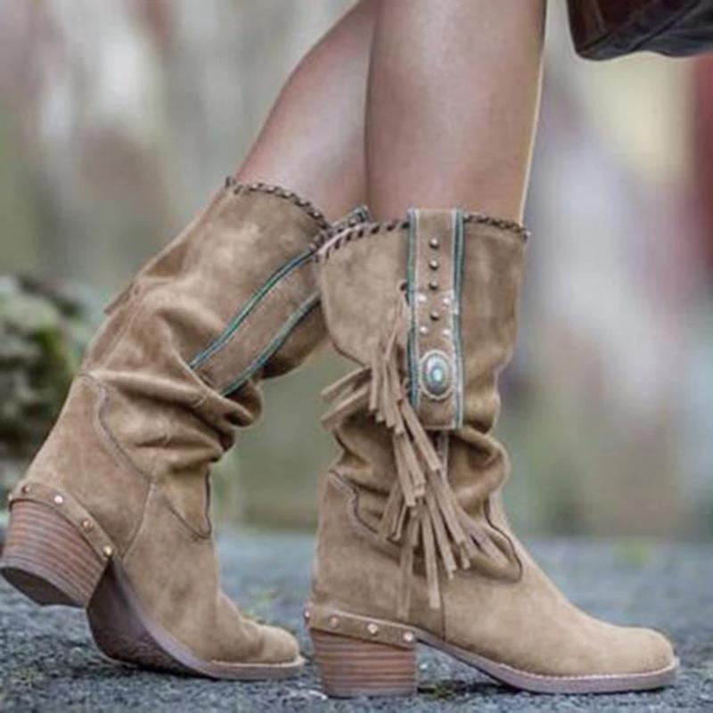 womens suede mid calf boots