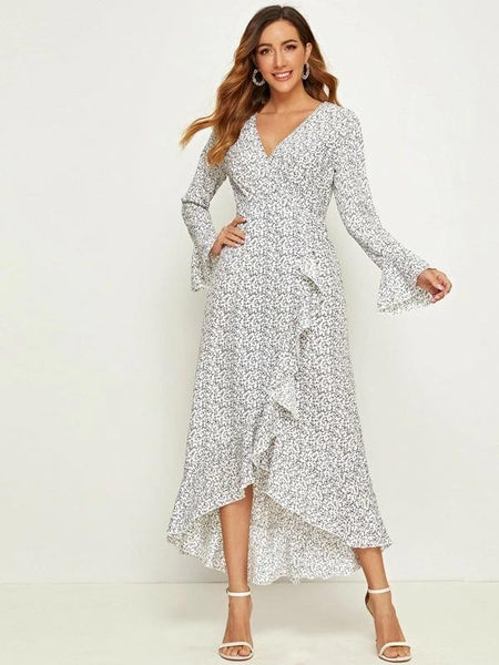 Allover Print Ruffle Trim Dress – mofylook