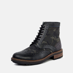 Men's Lace Up Fashion Casual Plaid Pattern Boots