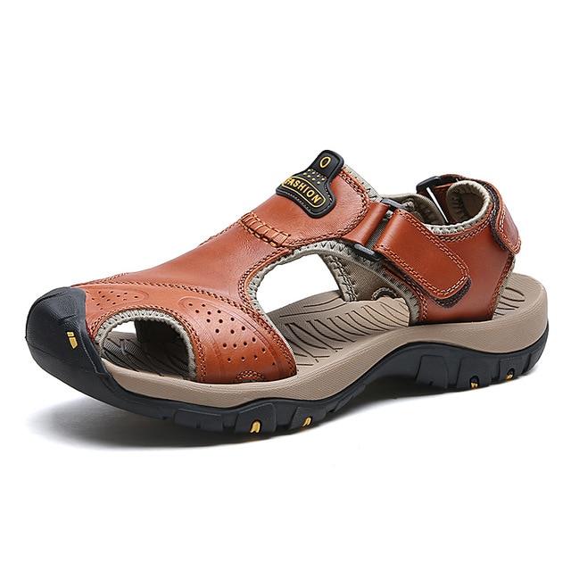 Men Soft Leather Sandals Big Size Roman Comfortable Sandal Shoes only ...