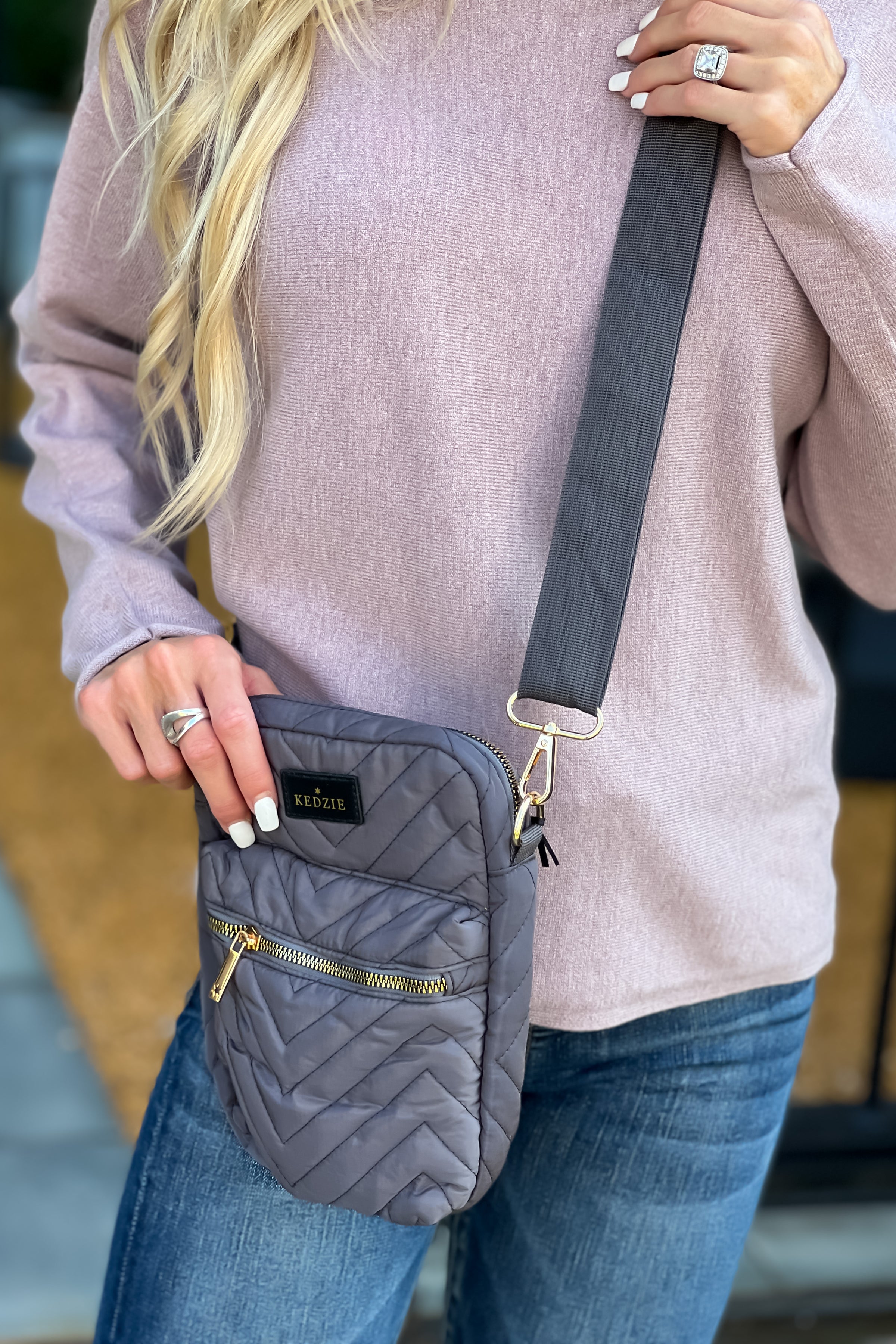 Kedzie Quilted Convertible Sling Bag : Grey – TeaElla