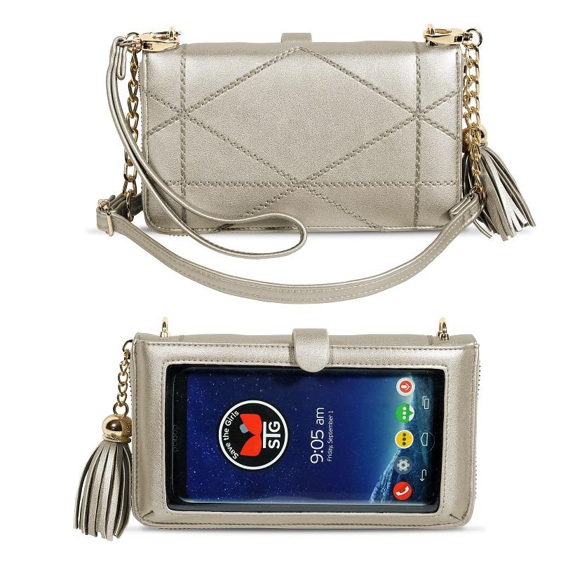 touch screen purse leather