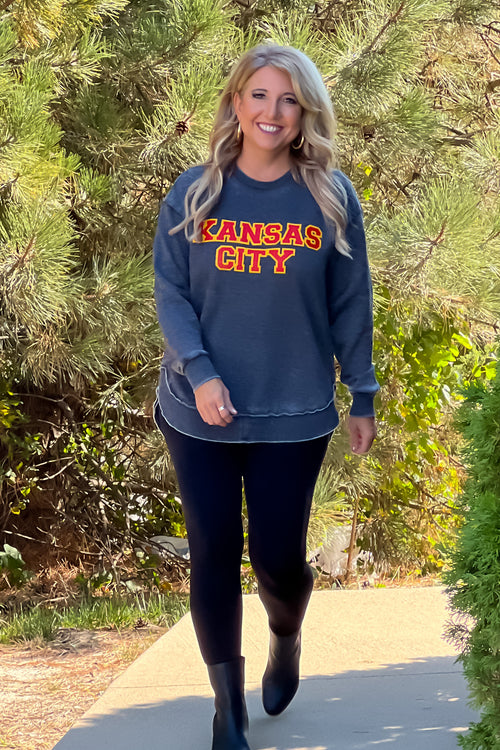 KC Football Helmet Double Edge Sweatshirt : Grey – TeaElla