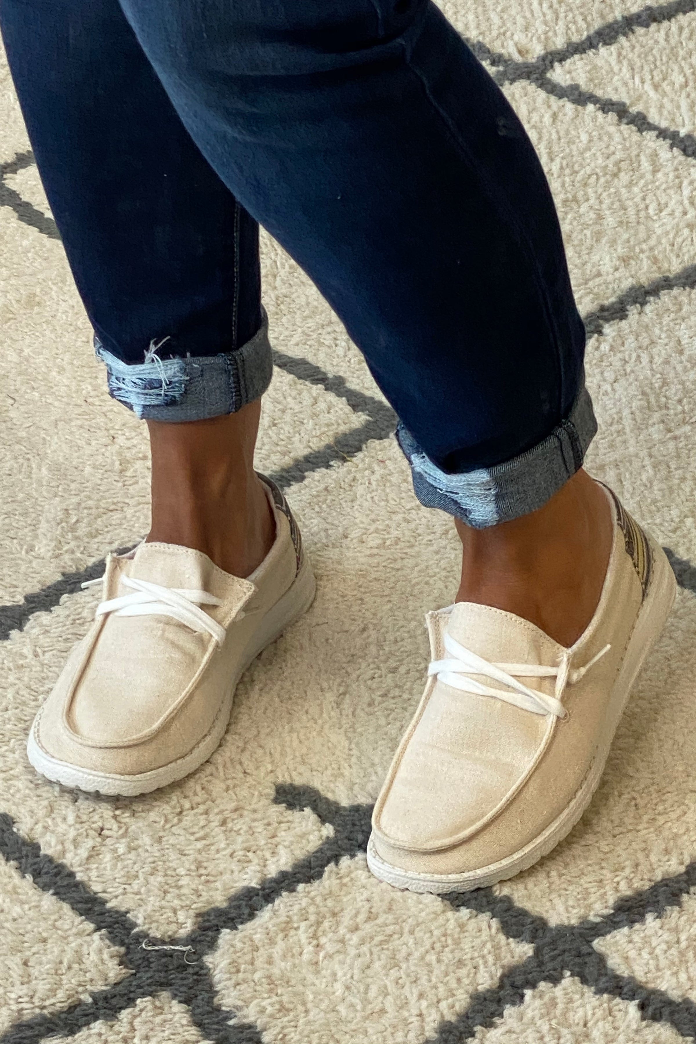 cream slip on shoes