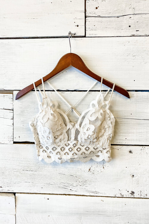 Crochet Lace Bralette - White