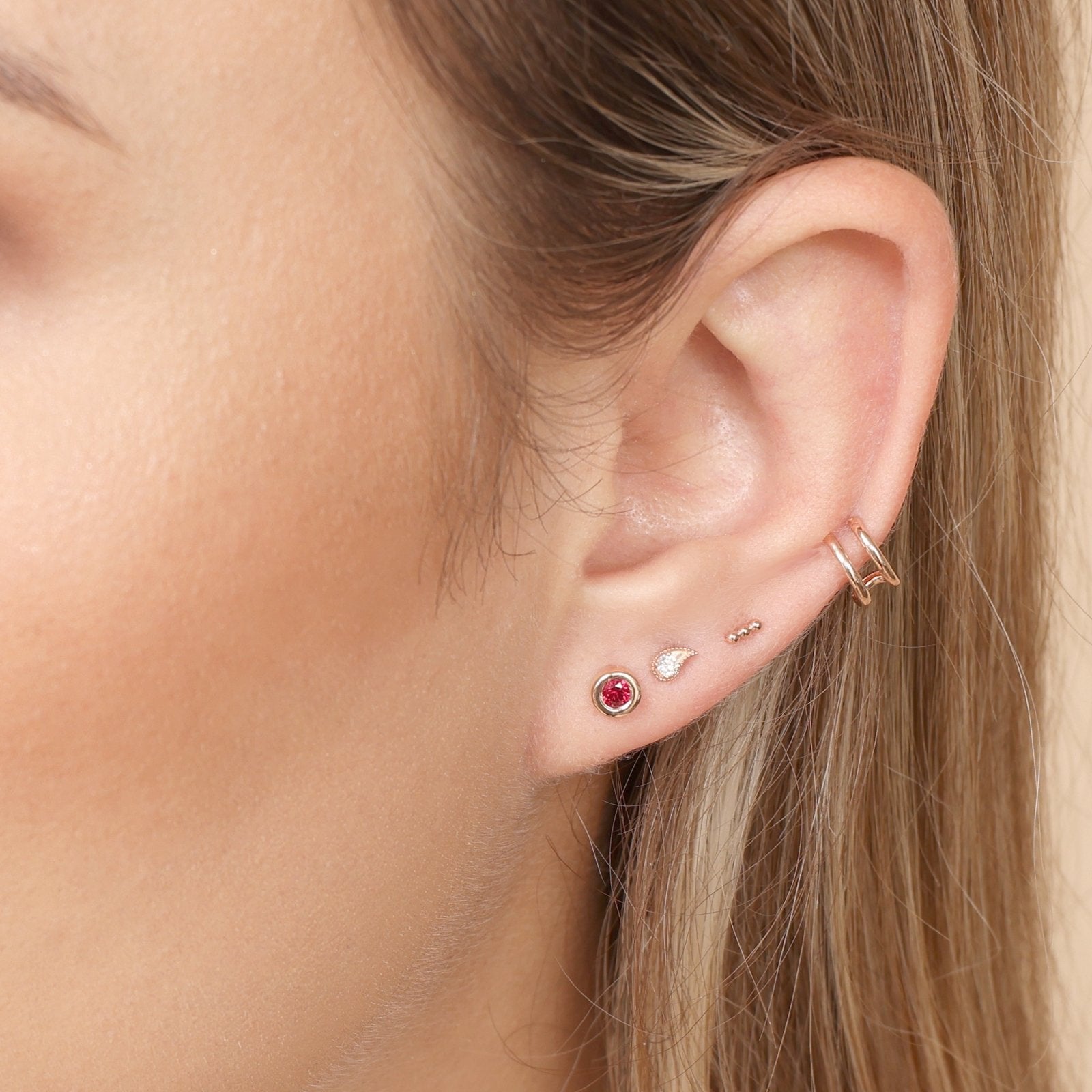 Dimple Flat Back Earring (single), Solid 10k Gold