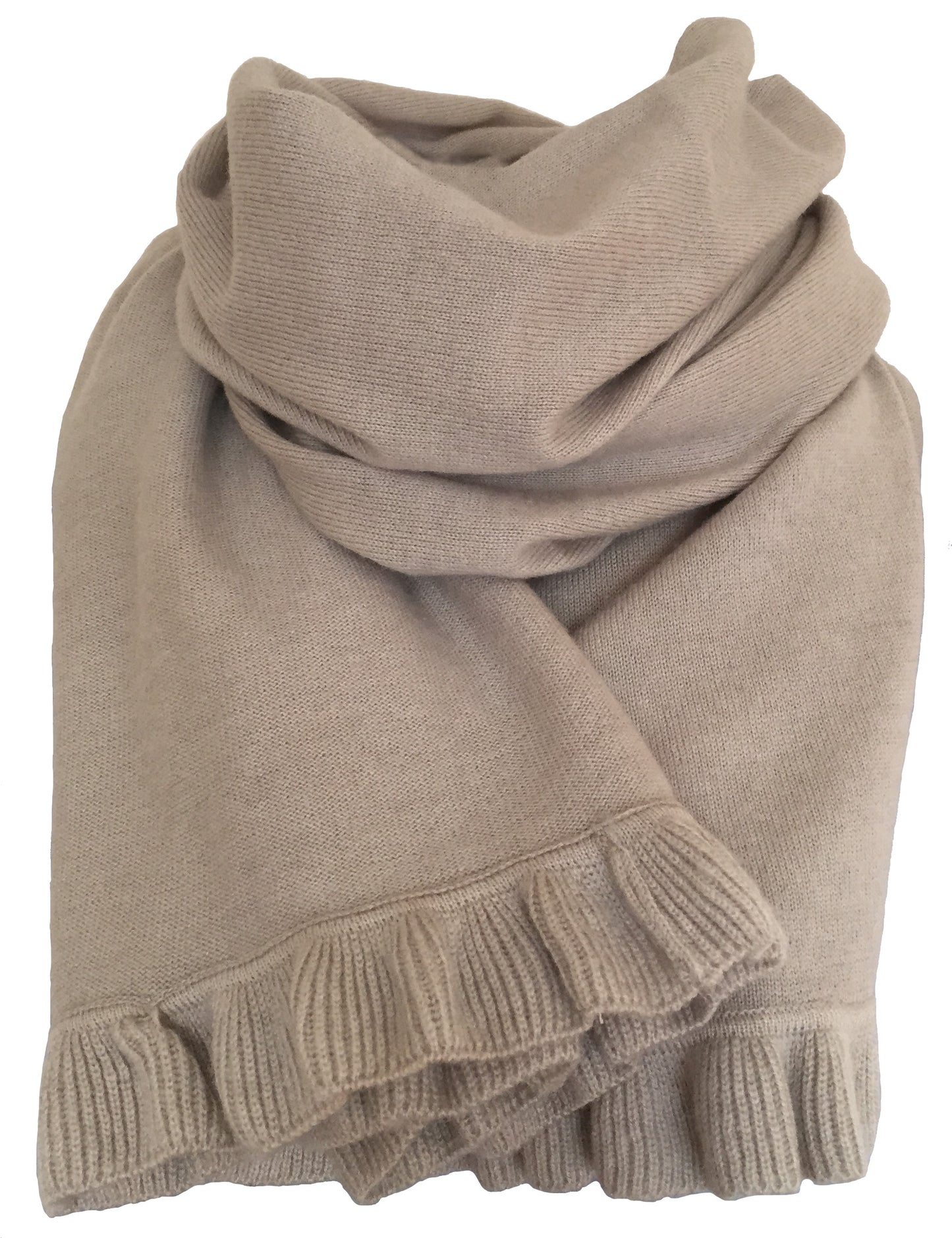Cashmere scarf/shawl with ruffled edge
