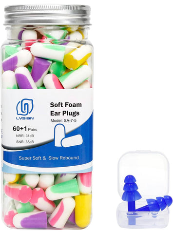 60 pairs of earplugs for concerts, sleeping all in a clear jar