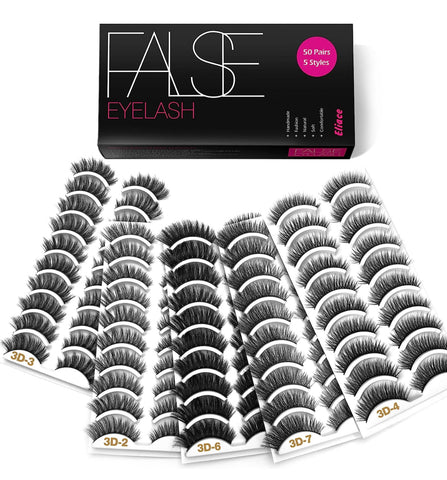 50 pairs of false eyelashes in different sizes