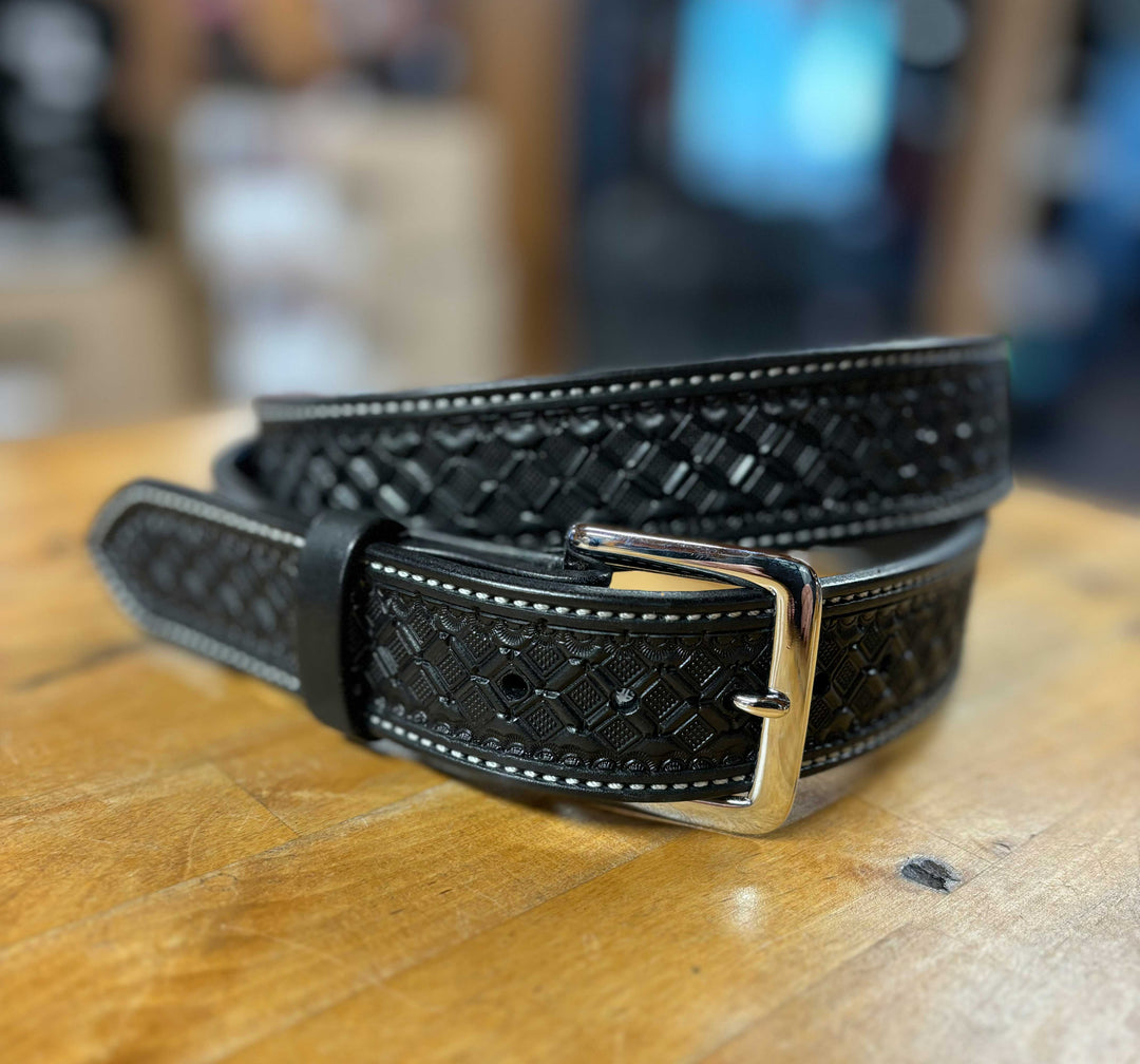 Full Quill Leather Belts, Men's Ostrich Belt - Mahogany