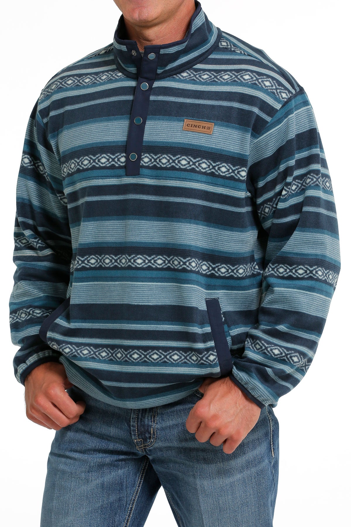 Cinch men's navy with rust 2025 serape sweater knit pullover jacke