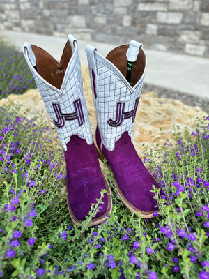 New 2023 Mens JH "Purple Roughouts"  Square Toe Boots - Jobes Hats, LLC - Purple Boots Men