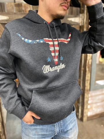 NEW 2023 Mens Wrangler All Grey Texas Longhorn Hoodie 112318538 | Jobes Hats