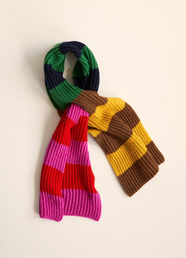 Winter Market Striped Pull Through Geelong Scarf in Pink/Red Stripe