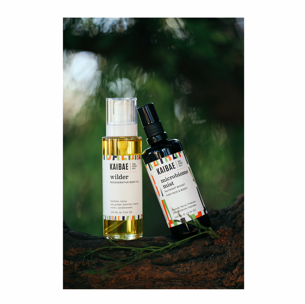 KAIBAE Wellness line with Wilder and microbiome mist with Baobab and regenerative wild ingredients to protect biodiversity