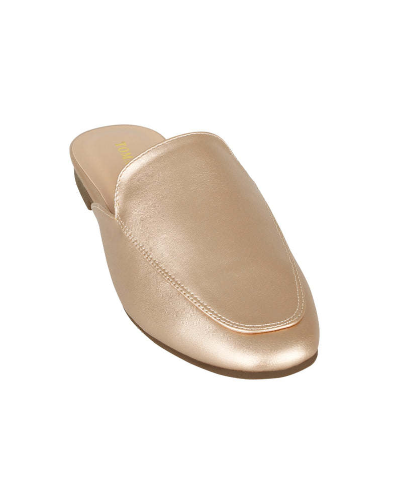 gold slip on mules