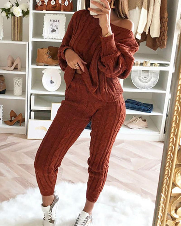 twin set ribbed jogging suit