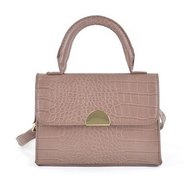 Blush - Front - KS Brands Womens-Ladies Grab Handle Crocodile Cross Body Bag
