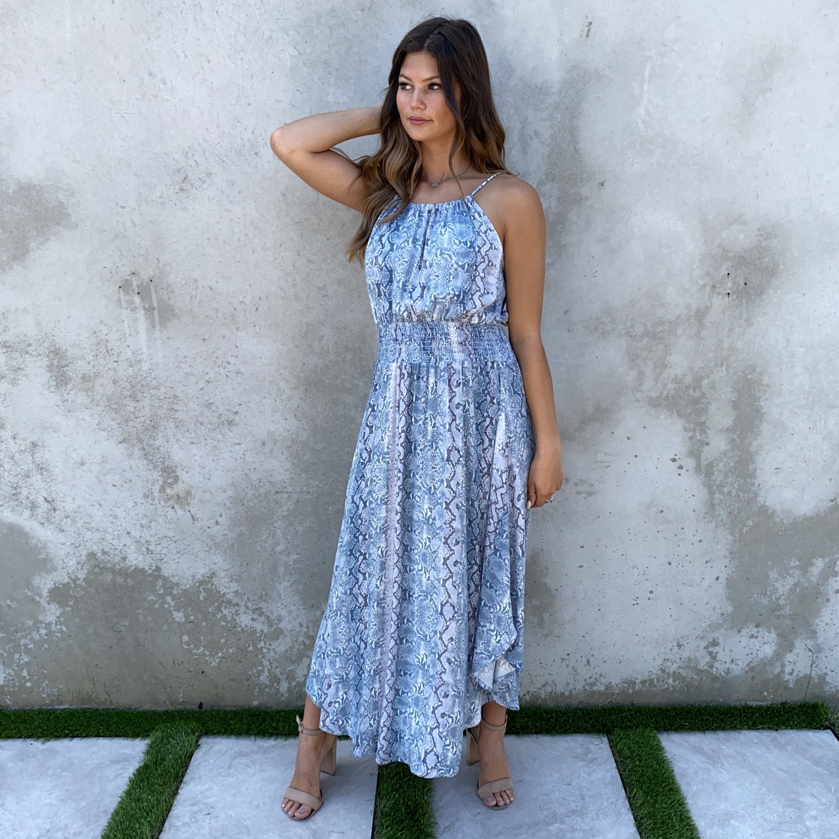 maxi snakeskin dress