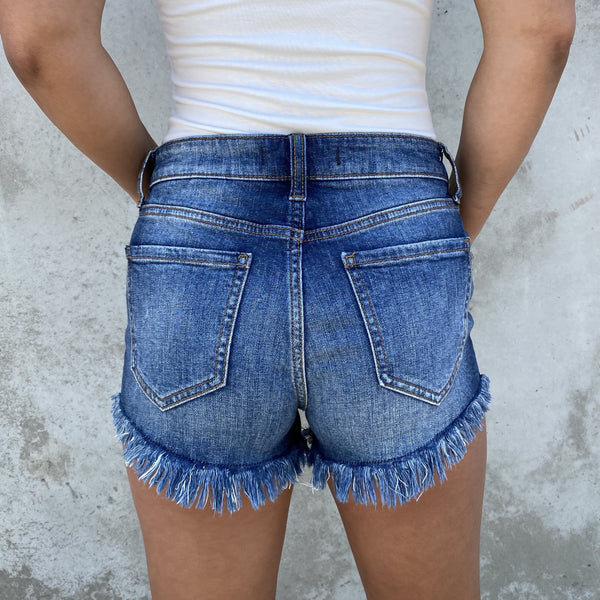 High Waist Denim Shorts in After Dark Blue | Dainty Hooligan