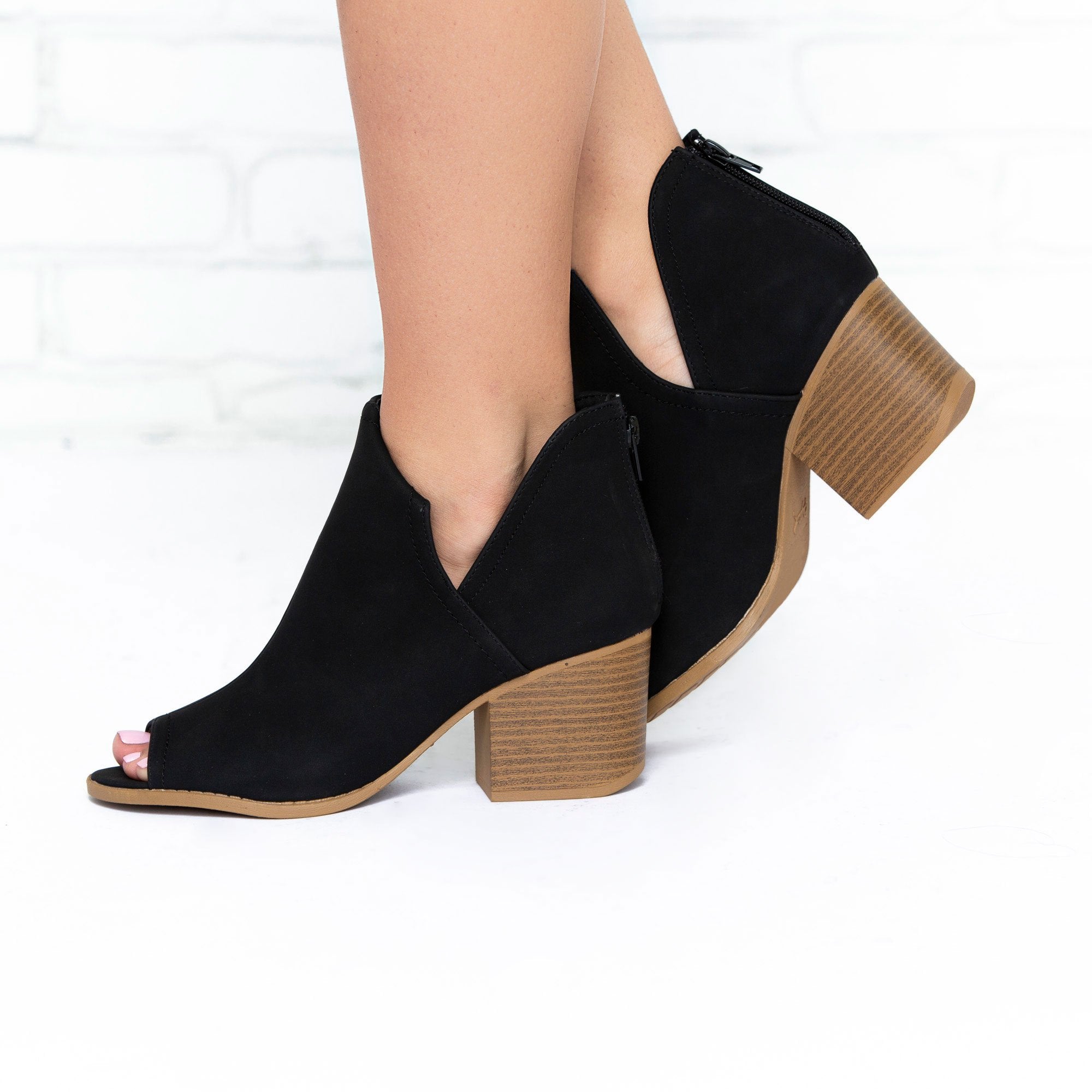 open toe booties