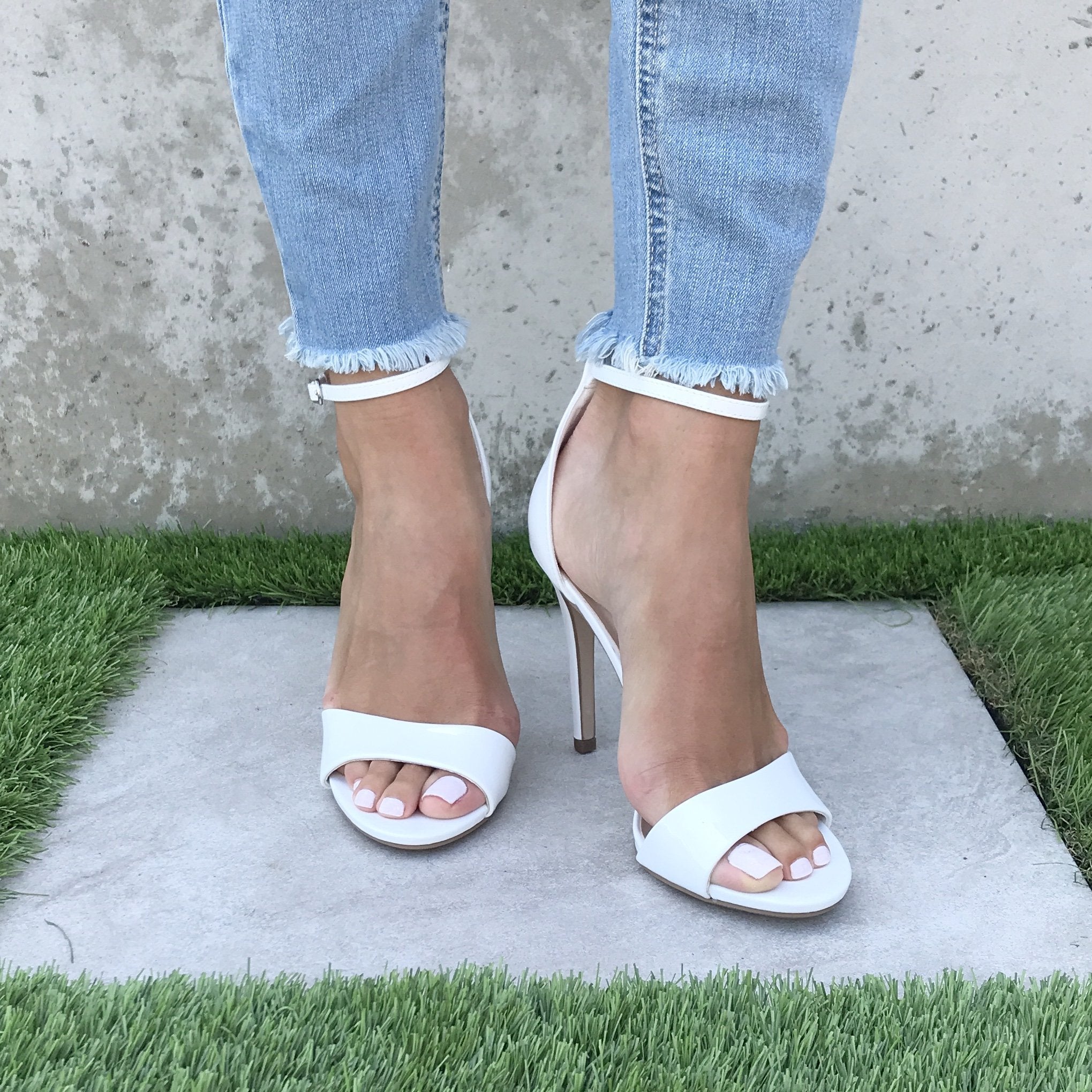 Jules White Asymmetrical Block Heels - Dainty Hooligan